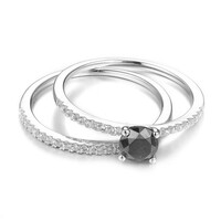 Bague en argent et Diamant noir