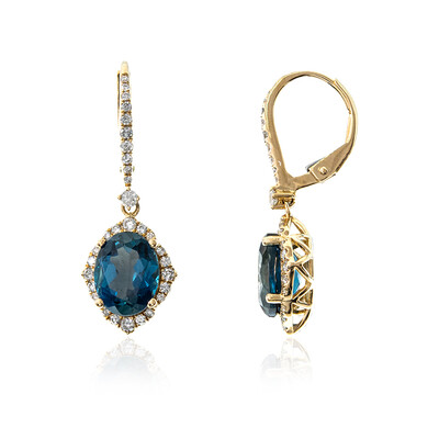 Boucles d'oreilles en or et Topaze bleu de Londres