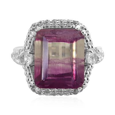Bague en argent et Fluorite multicolore