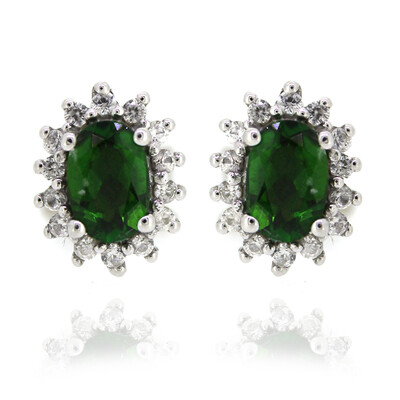 Boucles d'oreilles en argent et Diopside de Russie