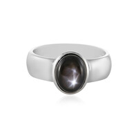 Bague en argent et Saphir étoilé noir