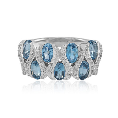 Bague en argent et Topaze bleu de Londres