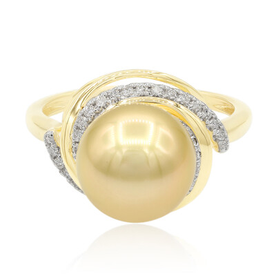 Bague en or et Perle dorée des mers du sud (TPC)