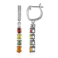 Boucles d'oreilles en argent et Saphir orange