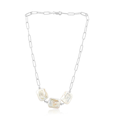Collier en argent et Perle blanche de culture d'eau douce (TPC)