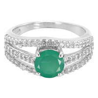 Bague en argent et Calcédoine verte