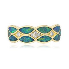 Bague en or et Opale noire de Lightning Ridge (CIRARI)