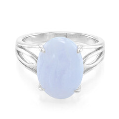 Bague en argent et Agate zonée bleue