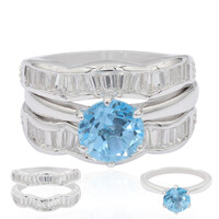 Bague en argent et Topaze bleu Suisse