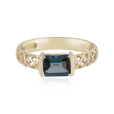 Bague en or et Topaze bleu de Londres (Ornaments by de Melo)