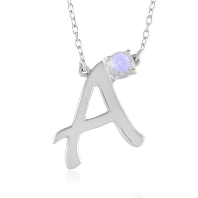 Collier en argent et Pierre de Lune arc-en-ciel