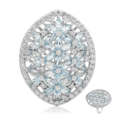 Bague en argent et Topaze bleu ciel