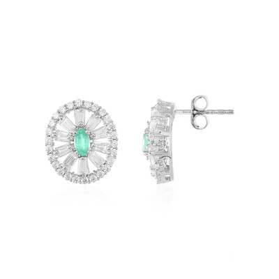 Boucles d'oreilles en argent et Emeraude de Colombie