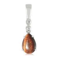 Pendentif en argent et Œil-de-tigre rouge