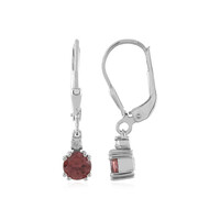 Boucles d'oreilles en argent et Zircon rouge