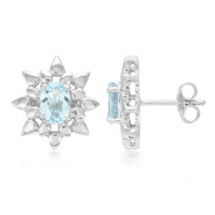 Boucles d'oreilles en argent et Aigue-Marine Santa Maria
