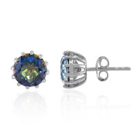 Boucles d'oreilles en argent et Quartz mystique bleu