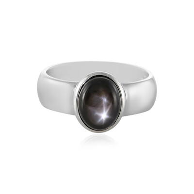 Bague en argent et Saphir étoilé noir