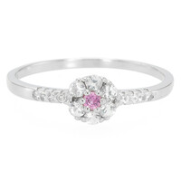 Bague en argent et Saphir rose de Ceylan