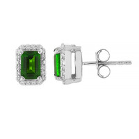 Boucles d'oreilles en argent et Diopside de Russie