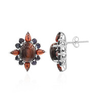 Boucles d'oreilles en argent et Œil-de-tigre rouge