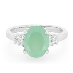 Bague en argent et Calcédoine verte