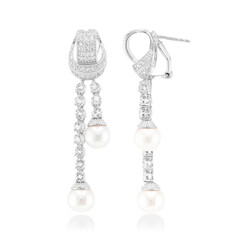 Boucles d'oreilles en argent et Perle blanche de culture d'eau douce