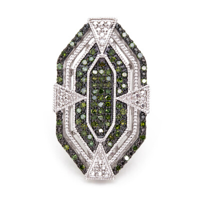 Bague en argent et Diamant vert