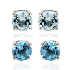 Boucles d'oreilles en argent et Topaze bleu ciel