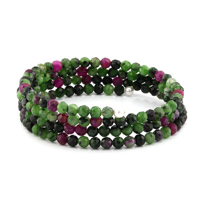 Bracelet en acier et Rubis Zoïsite (Riya)