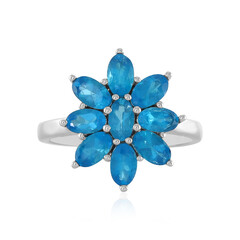 Bague en argent et Apatite bleu néon