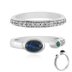 Bague en argent et Saphir étoilé bleu