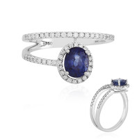 Bague en or et Saphir bleu de Ceylan