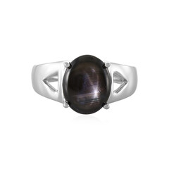 Bague en argent et Saphir étoilé noir