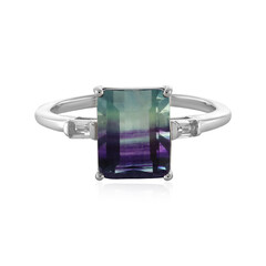 Bague en argent et Fluorite multicolore