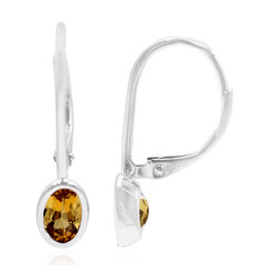 Boucles d'oreilles en argent et Scapolite cognac