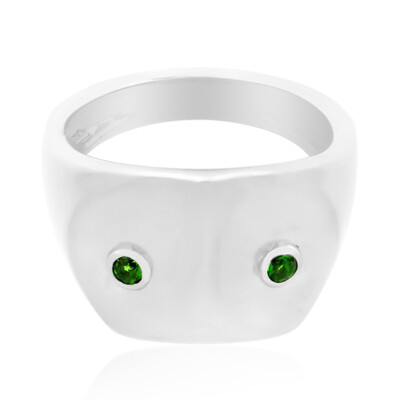 Bague pour homme en argent et Diopside de Russie