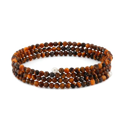 Bracelet en acier et Œil de Tigre (Riya)