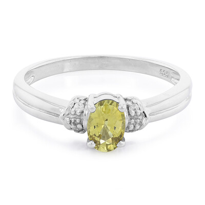 Bague en argent et Chrysobéryl du Brésil