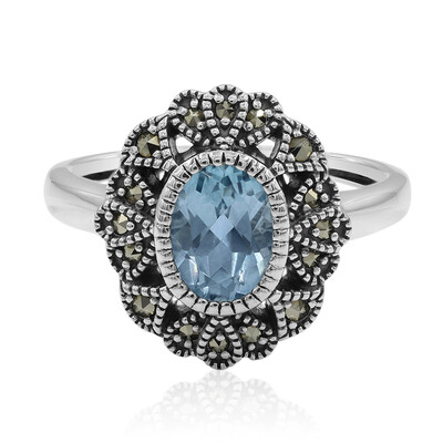 Bague en argent et Topaze bleu ciel