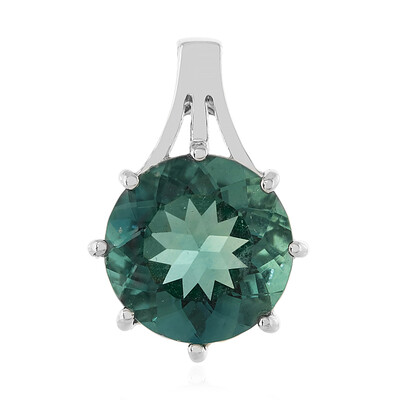 Pendentif en argent et Fluorite bleu pétrole