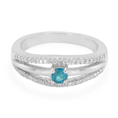 Bague en argent et Apatite bleu néon