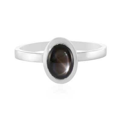 Bague en argent et Saphir étoilé noir