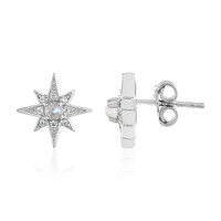 Boucles d'oreilles en argent et Pierre de Lune arc-en-ciel