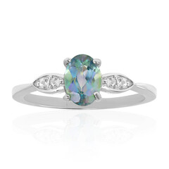 Bague en argent et Topaze mystique bleu-vert
