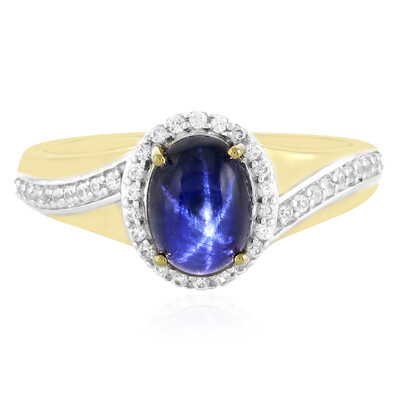 Bague en argent et Saphir étoilé bleu
