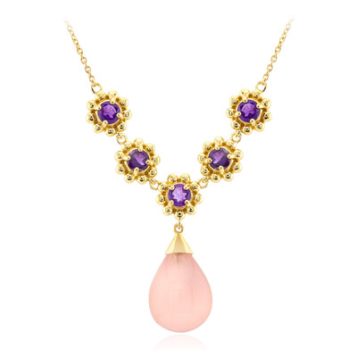 Collier en argent et Calcédoine rose