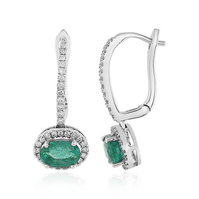 Boucles d'oreilles en or et Emeraude de Zambie