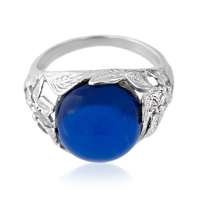 Bague en argent et Ambre bleue de Colombie (dagen)
