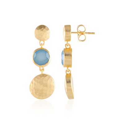 Boucles d'oreilles en laiton et Calcédoine bleue (Juwelo Style)
